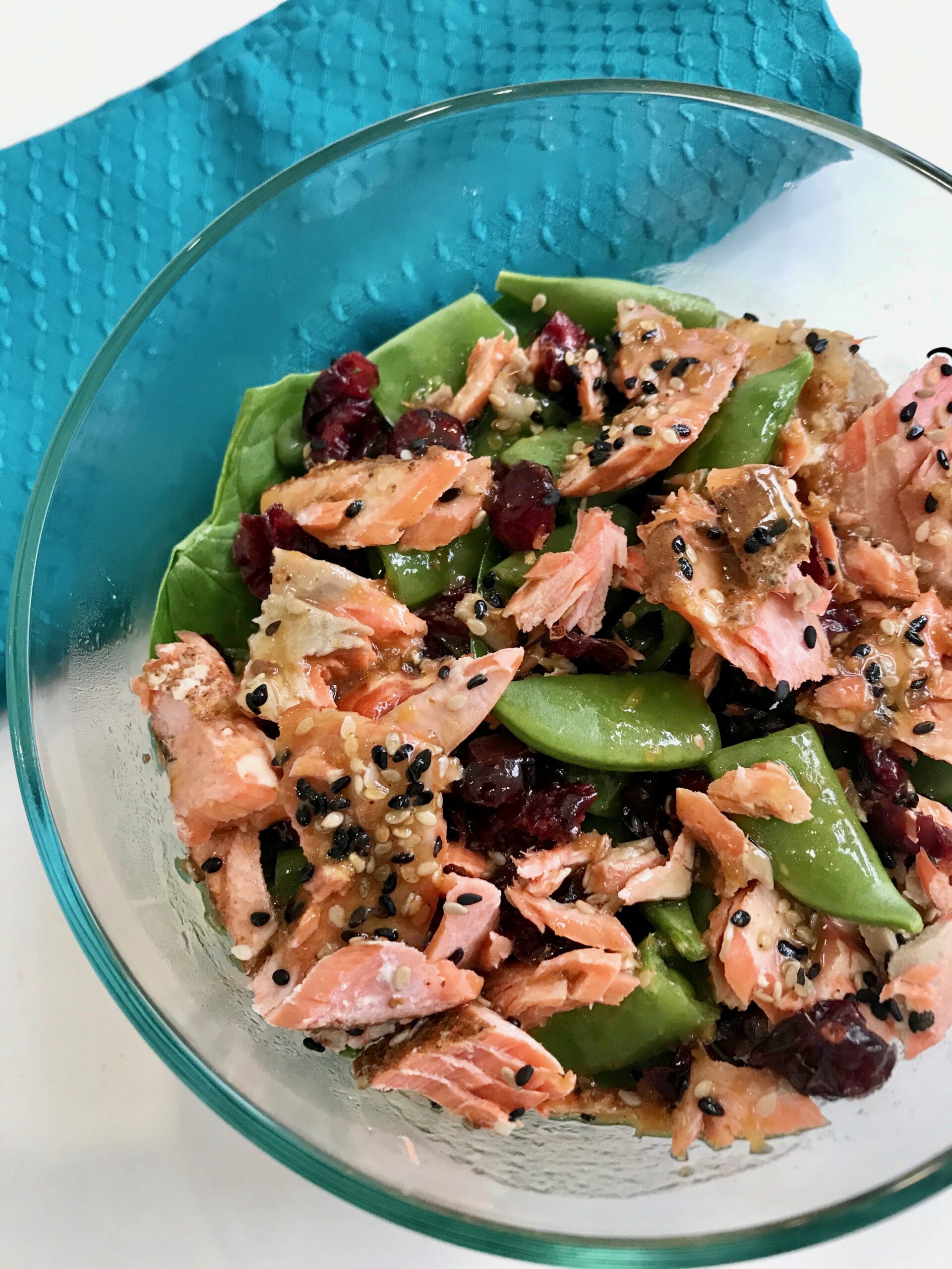 Spinach Salmon & Sesame Salad