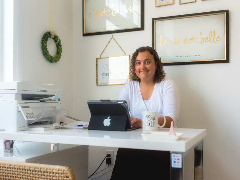 Pascale at the CLV desk