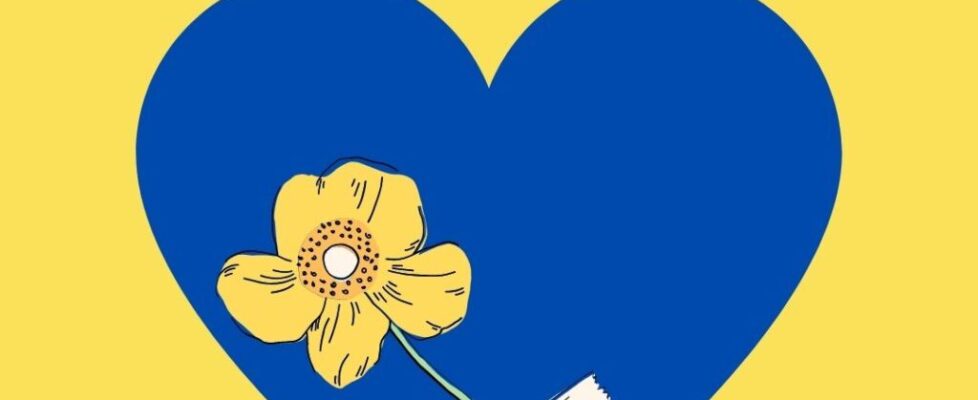 Yellow Blue Help Ukraine Heart Flower Tape Love Instagram Post
